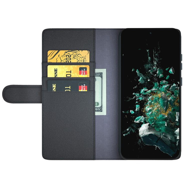 For OnePlus Ace Pro 5G / 10T 5G Genuine Split Leather Phone Cover Stand Wallet Full Protection Case - Black