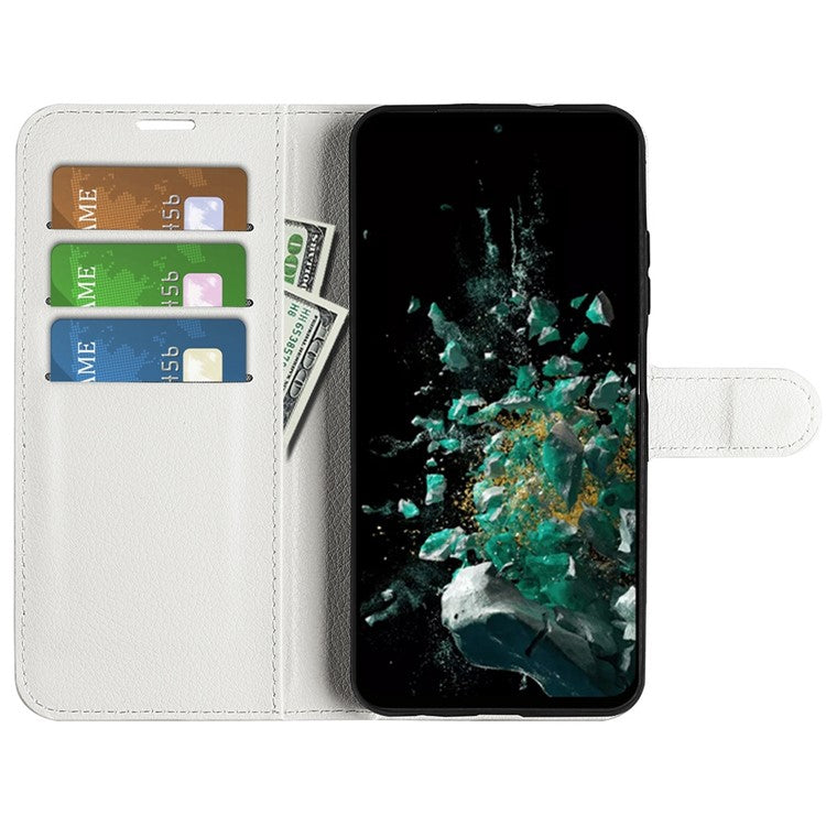 For OnePlus Ace Pro 5G / 10T 5G Litchi Texture Folio Flip Phone Case PU Leather Wallet Stand Protective Cover - White