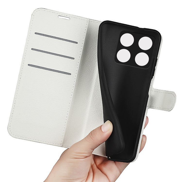 For OnePlus Ace Pro 5G / 10T 5G Litchi Texture Folio Flip Phone Case PU Leather Wallet Stand Protective Cover - White