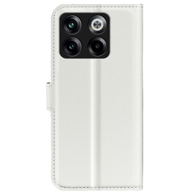 For OnePlus Ace Pro 5G / 10T 5G Litchi Texture Folio Flip Phone Case PU Leather Wallet Stand Protective Cover - White
