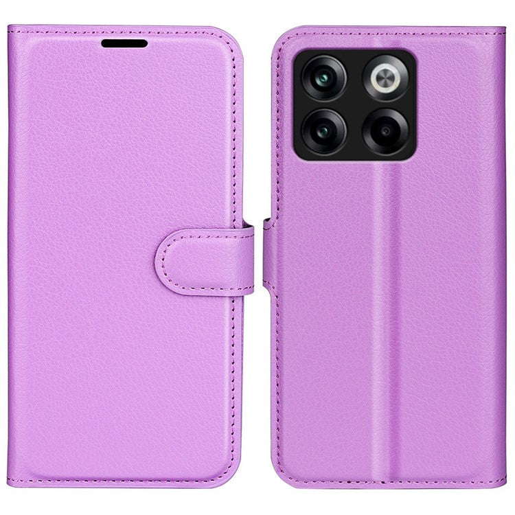 For OnePlus Ace Pro 5G / 10T 5G Litchi Texture Folio Flip Phone Case PU Leather Wallet Stand Protective Cover - Purple