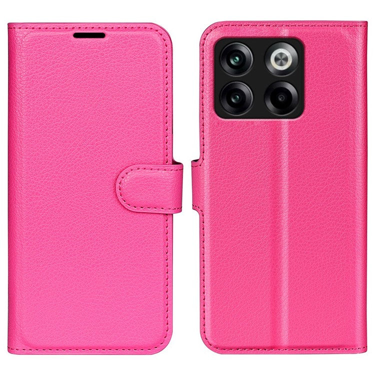 For OnePlus Ace Pro 5G / 10T 5G Litchi Texture Folio Flip Phone Case PU Leather Wallet Stand Protective Cover - Rose