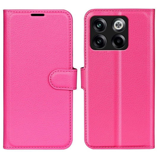 For OnePlus Ace Pro 5G / 10T 5G Litchi Texture Folio Flip Phone Case PU Leather Wallet Stand Protective Cover - Rose