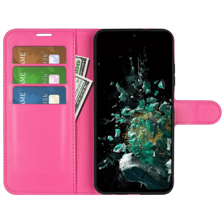 For OnePlus Ace Pro 5G / 10T 5G Litchi Texture Folio Flip Phone Case PU Leather Wallet Stand Protective Cover - Rose