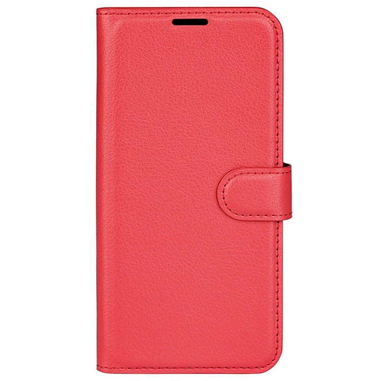 For OnePlus Ace Pro 5G / 10T 5G Litchi Texture Folio Flip Phone Case PU Leather Wallet Stand Protective Cover - Red