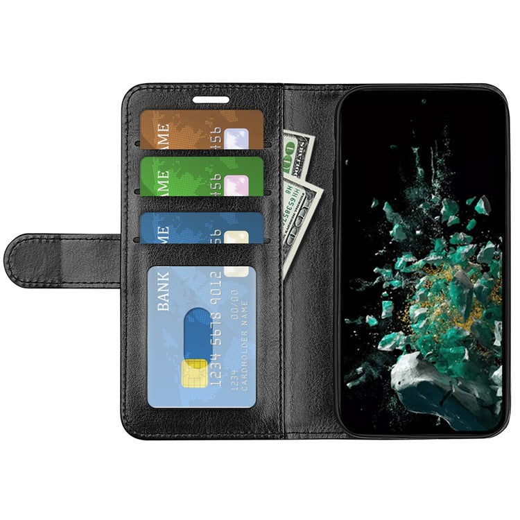 For OnePlus Ace Pro 5G / 10T 5G PU Leather Crazy Horse Texture Phone Case Folio Flip Wallet Stand Anti-drop Cover - Black