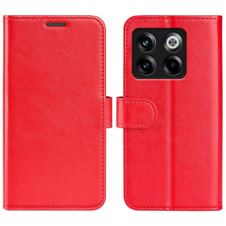 For OnePlus Ace Pro 5G / 10T 5G PU Leather Crazy Horse Texture Phone Case Folio Flip Wallet Stand Anti-drop Cover - Red