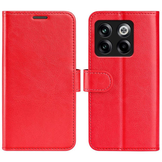 For OnePlus Ace Pro 5G / 10T 5G PU Leather Crazy Horse Texture Phone Case Folio Flip Wallet Stand Anti-drop Cover - Red