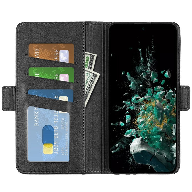 For OnePlus Ace Pro 5G / 10T 5G Stand Wallet Case Textured PU Leather Dual Magnetic Clasp Folio Flip Phone Cover - Black