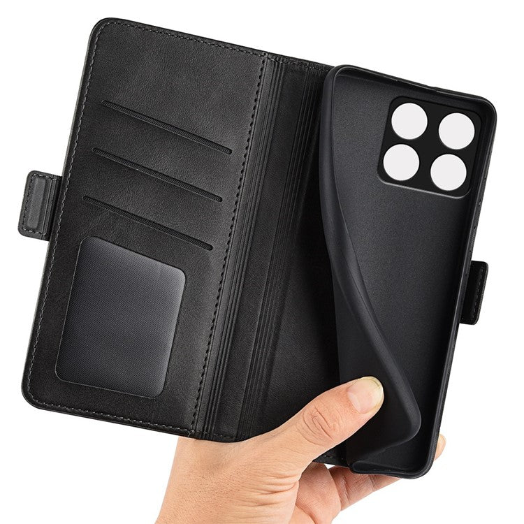 For OnePlus Ace Pro 5G / 10T 5G Stand Wallet Case Textured PU Leather Dual Magnetic Clasp Folio Flip Phone Cover - Black