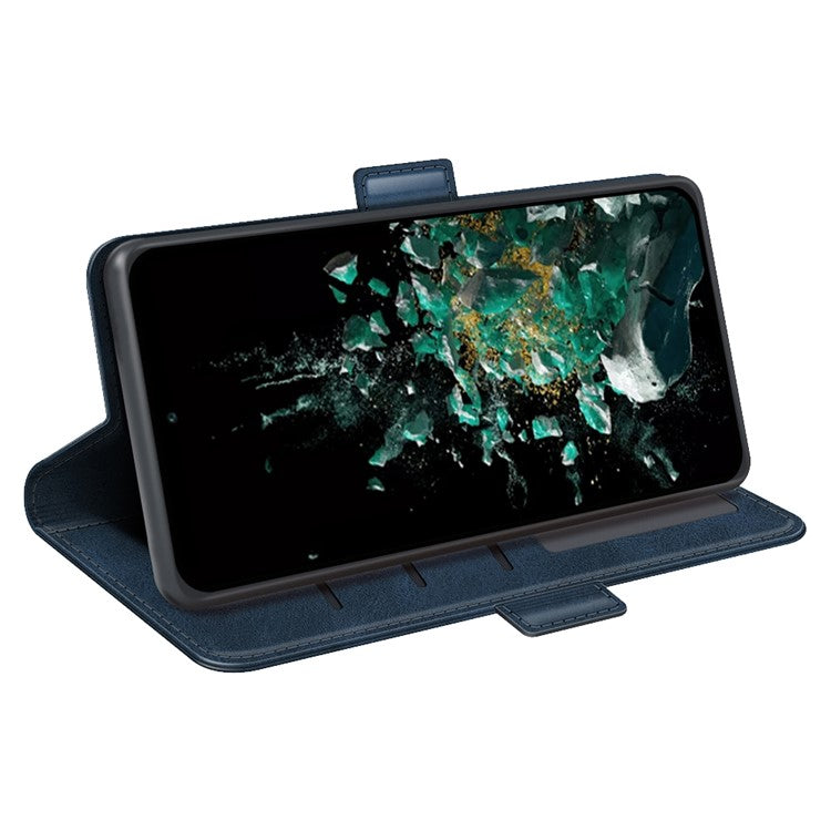 For OnePlus Ace Pro 5G / 10T 5G Stand Wallet Case Textured PU Leather Dual Magnetic Clasp Folio Flip Phone Cover - Blue