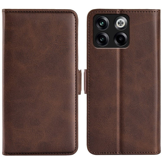 For OnePlus Ace Pro 5G / 10T 5G Stand Wallet Case Textured PU Leather Dual Magnetic Clasp Folio Flip Phone Cover - Brown