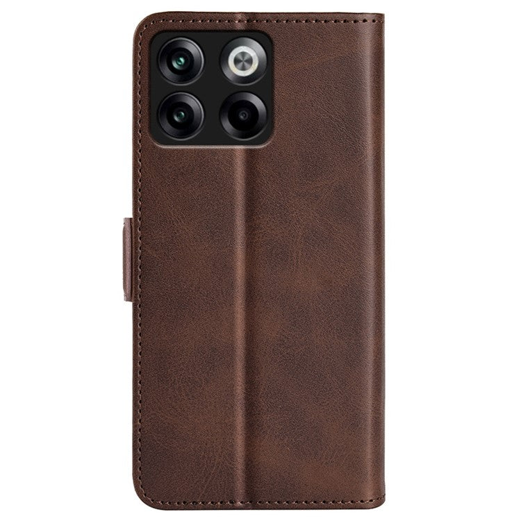 For OnePlus Ace Pro 5G / 10T 5G Stand Wallet Case Textured PU Leather Dual Magnetic Clasp Folio Flip Phone Cover - Brown