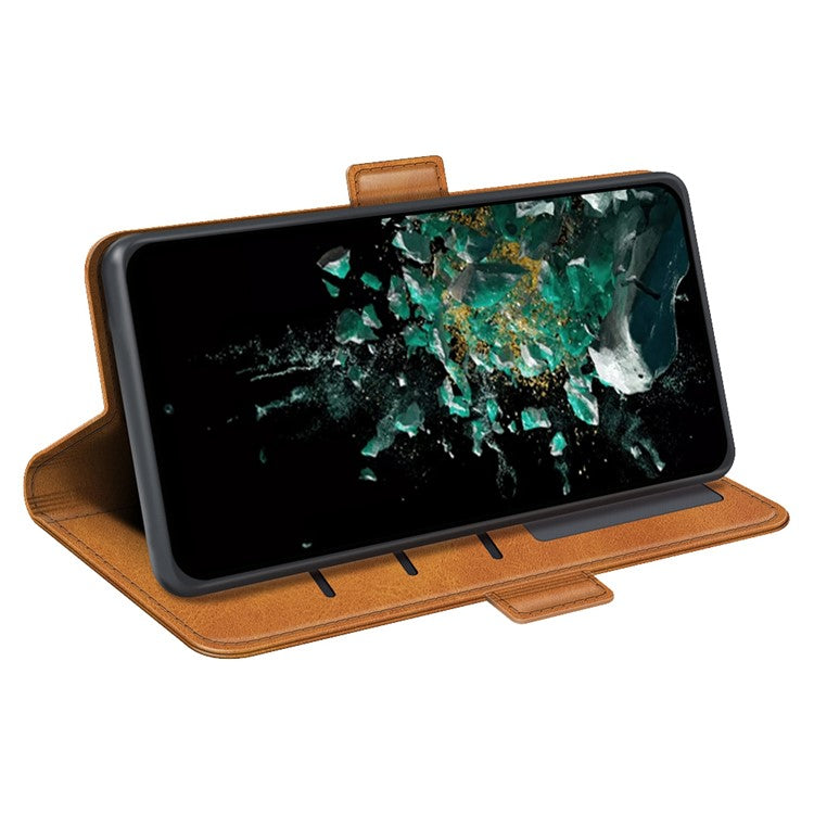 For OnePlus Ace Pro 5G / 10T 5G Stand Wallet Case Textured PU Leather Dual Magnetic Clasp Folio Flip Phone Cover - Yellow