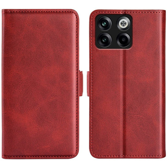 For OnePlus Ace Pro 5G / 10T 5G Stand Wallet Case Textured PU Leather Dual Magnetic Clasp Folio Flip Phone Cover - Red