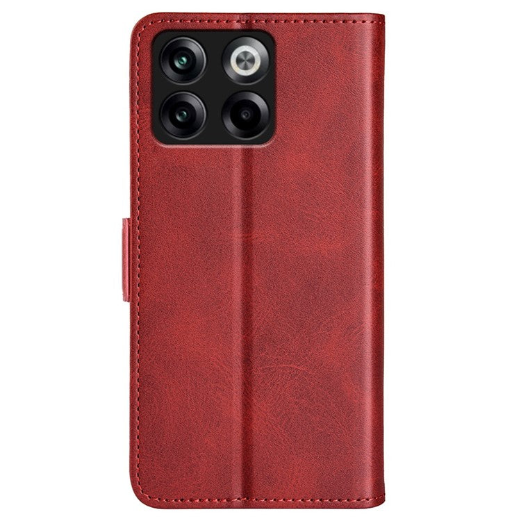 For OnePlus Ace Pro 5G / 10T 5G Stand Wallet Case Textured PU Leather Dual Magnetic Clasp Folio Flip Phone Cover - Red