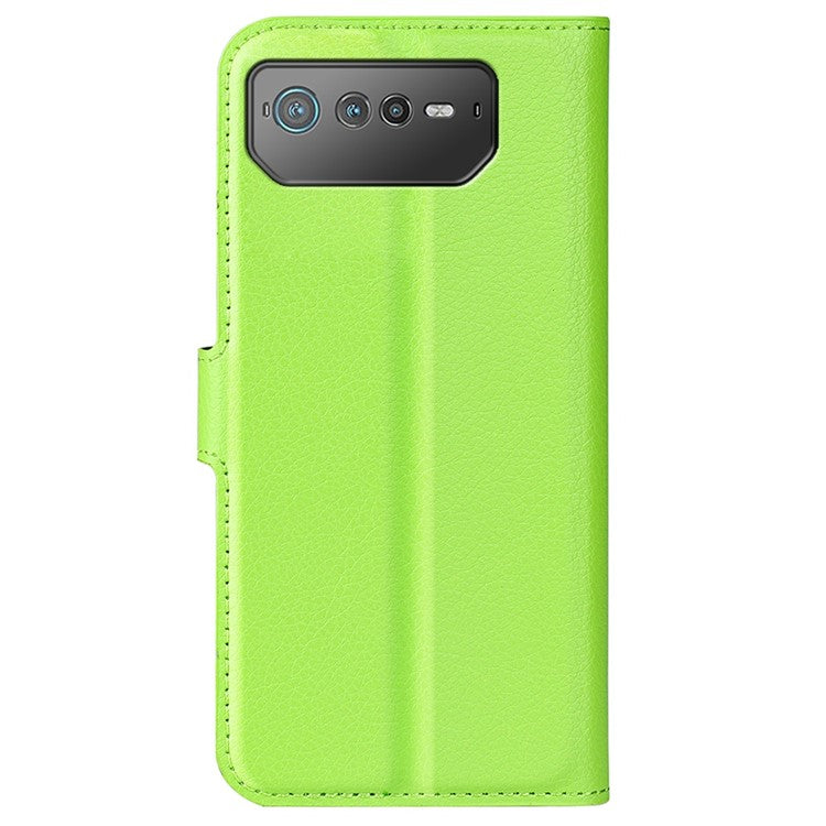 For Asus ROG Phone 6 5G Anti-wear Litchi Texture Flip Phone Case Well-protected PU Leather Wallet Stand Feature Cover - Green