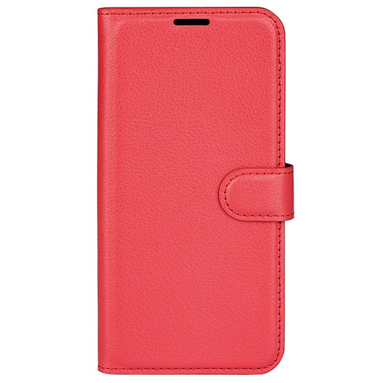 For Asus ROG Phone 6 5G Anti-wear Litchi Texture Flip Phone Case Well-protected PU Leather Wallet Stand Feature Cover - Red