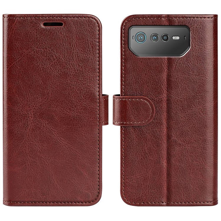 For Asus ROG Phone 6 5G Crazy Horse Texture Case PU Leather + TPU Drop-proof Stand Wallet Phone Shell - Brown