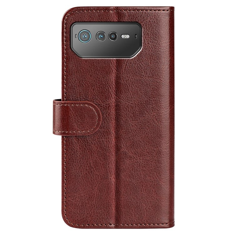 For Asus ROG Phone 6 5G Crazy Horse Texture Case PU Leather + TPU Drop-proof Stand Wallet Phone Shell - Brown