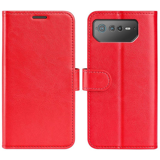 For Asus ROG Phone 6 5G Crazy Horse Texture Case PU Leather + TPU Drop-proof Stand Wallet Phone Shell - Red