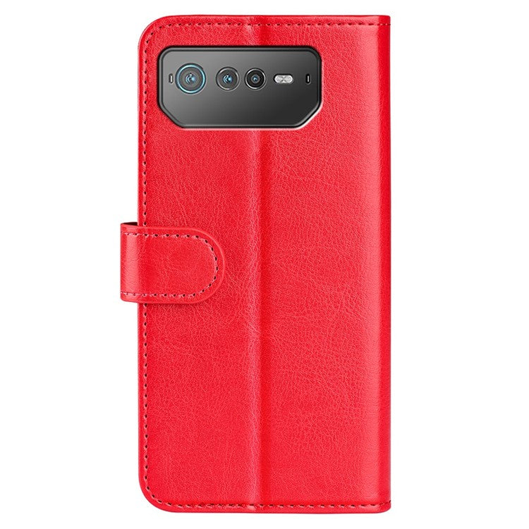 For Asus ROG Phone 6 5G Crazy Horse Texture Case PU Leather + TPU Drop-proof Stand Wallet Phone Shell - Red