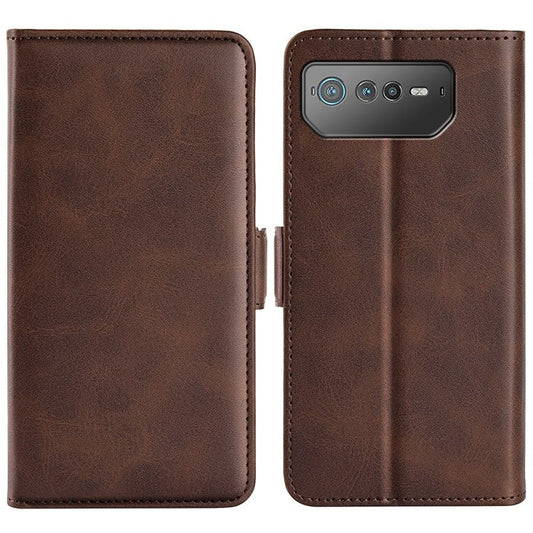 For Asus ROG Phone 6 5G Textured PU Leather Full Protection Wallet Phone Case Folio Flip Foldable Stand Cover - Brown