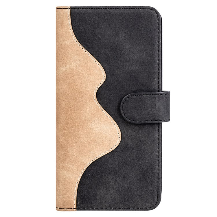 For Asus ROG Phone 6 5G Color Splicing PU Leather Stand Case Magnetic Clasp Wallet Phone Cover - Black