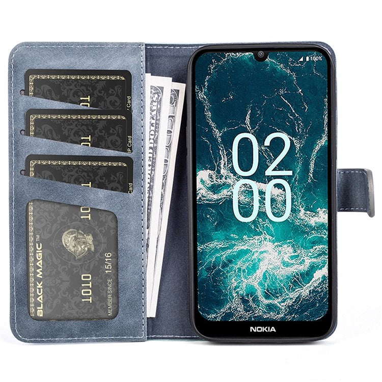 For Asus ROG Phone 6 5G Color Splicing PU Leather Stand Case Magnetic Clasp Wallet Phone Cover - Blue