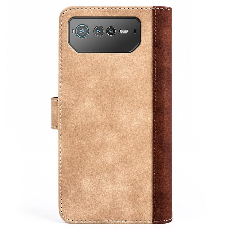 For Asus ROG Phone 6 5G Color Splicing PU Leather Stand Case Magnetic Clasp Wallet Phone Cover - Yellow