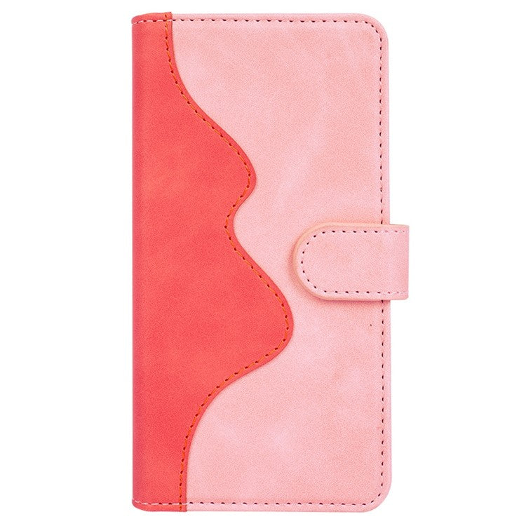 For Asus ROG Phone 6 5G Color Splicing PU Leather Stand Case Magnetic Clasp Wallet Phone Cover - Pink