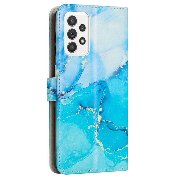 For Samsung Galaxy A23 5G (Global Version) / 4G / M13 4G / F13 4G Marble Pattern Printing Leather Case Stand Wallet Phone Cover - Blue / Green