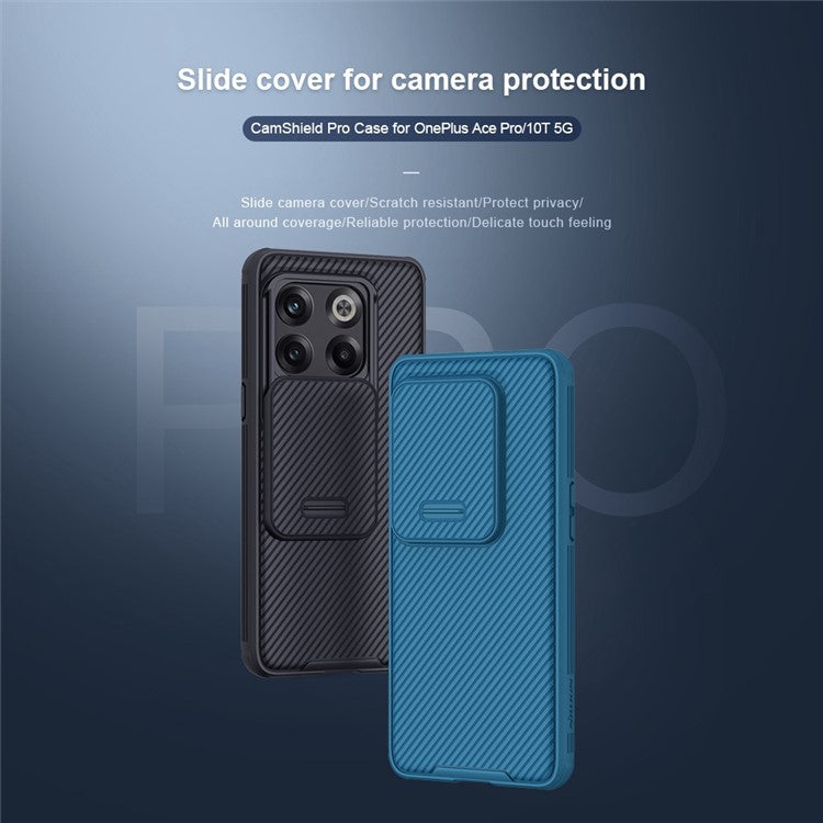 NILLKIN CamShield Pro Series for OnePlus Ace Pro 5G / 10T 5G TPU + PC Phone Case Slide Camera Lens Cover Phone Back Shell - Black
