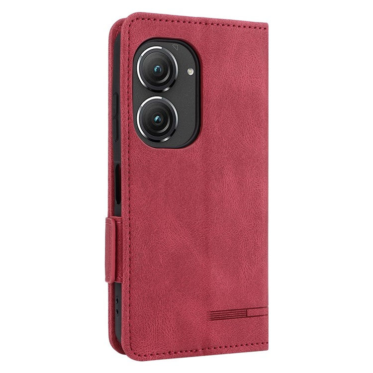 Hardware Decor Phone Case for Asus Zenfone 9 5G, Dual Magnetic Clasp PU Leather Anti-drop Wallet Stand Phone Cover - Rose
