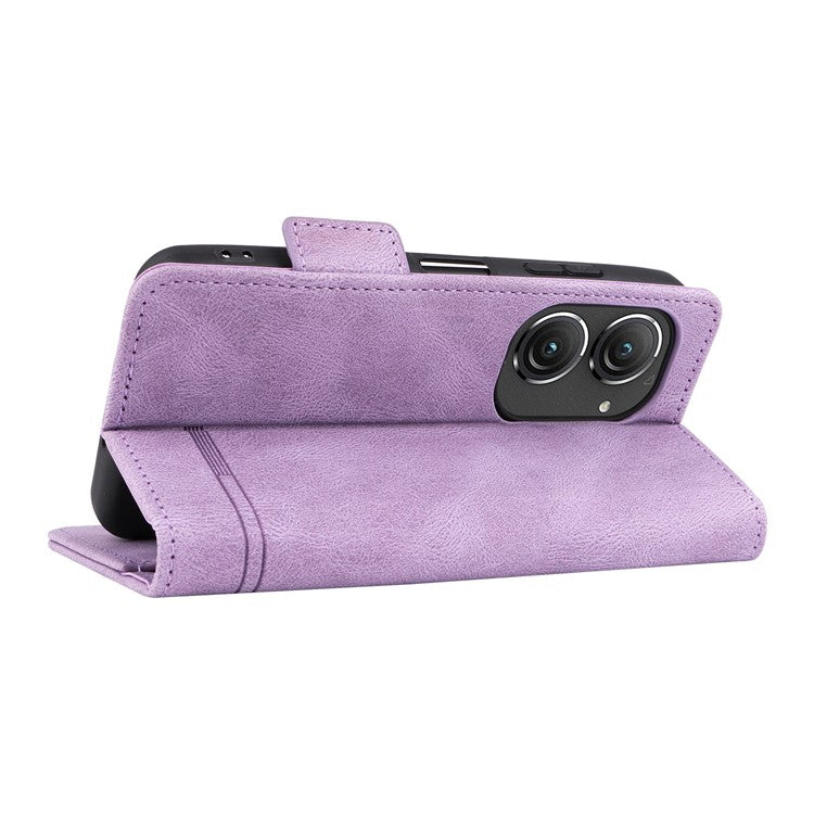 Hardware Decor Phone Case for Asus Zenfone 9 5G, Dual Magnetic Clasp PU Leather Anti-drop Wallet Stand Phone Cover - Black