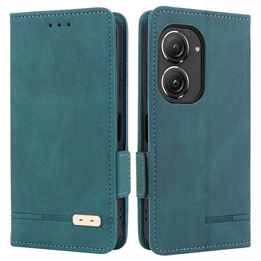 Hardware Decor Phone Case for Asus Zenfone 9 5G, Dual Magnetic Clasp PU Leather Anti-drop Wallet Stand Phone Cover - Blue