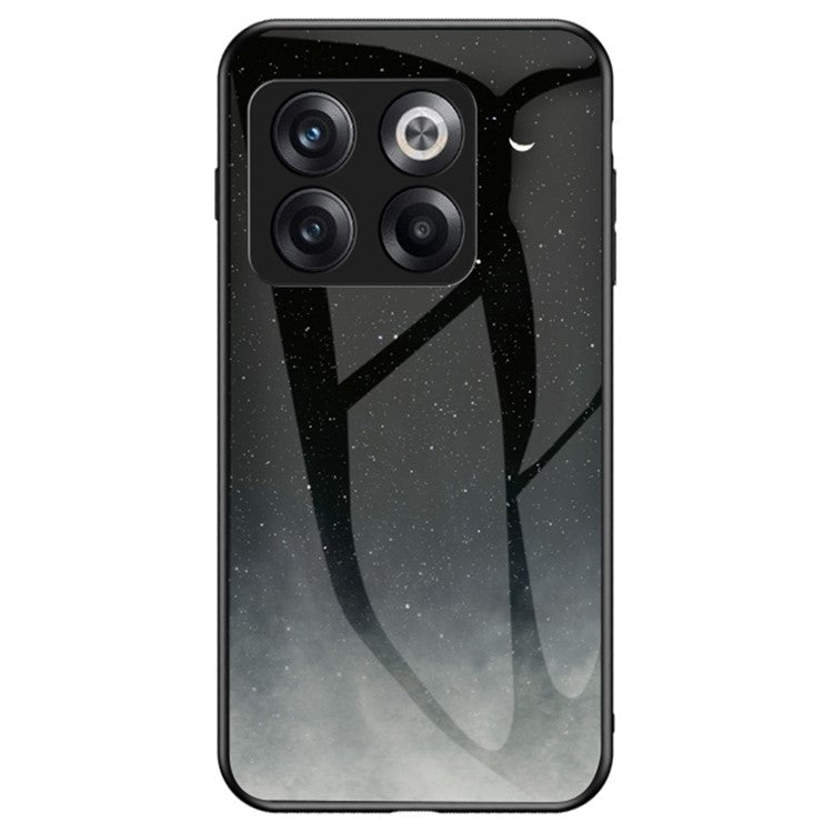 For OnePlus 10T 5G / Ace Pro 5G Bump Proof Starry Sky Pattern Design Tempered Glass Case Hard PC Soft TPU Shockproof Cover - Starry Crescent Moon