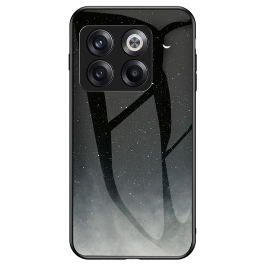 For OnePlus 10T 5G / Ace Pro 5G Bump Proof Starry Sky Pattern Design Tempered Glass Case Hard PC Soft TPU Shockproof Cover - Starry Crescent Moon