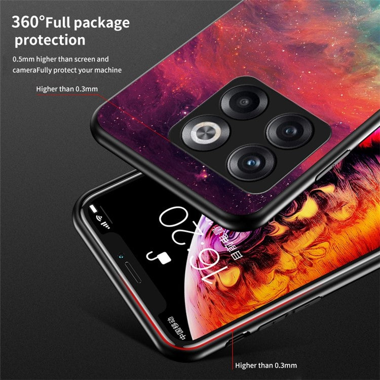 For OnePlus 10T 5G / Ace Pro 5G Bump Proof Starry Sky Pattern Design Tempered Glass Case Hard PC Soft TPU Shockproof Cover - Starry Crescent Moon