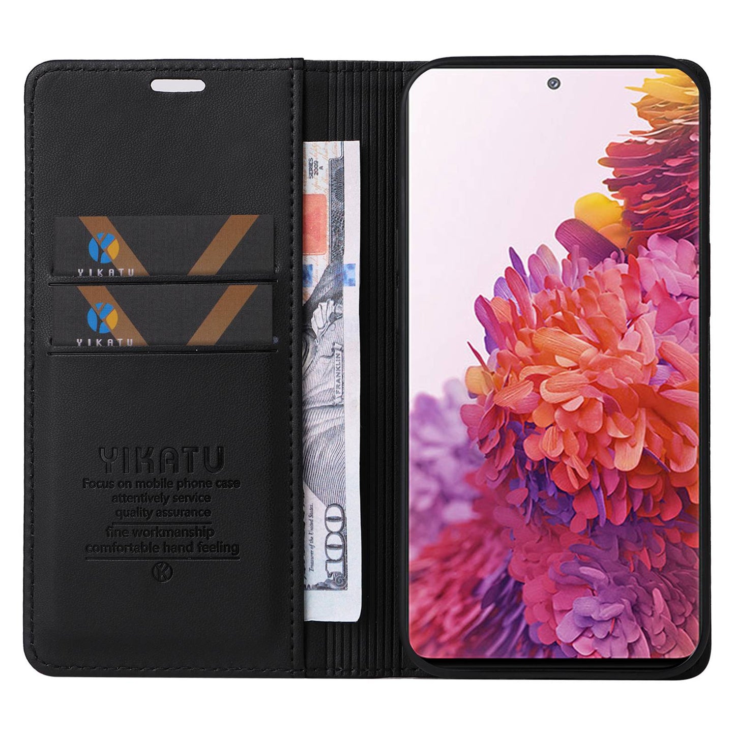 YIKATU YK- 001 for Samsung Galaxy S20 FE / S20 FE 5G / S20 FE 2022 / S20 Lite PU Leather Anti-scratch Case Phone Wallet Stand Cover - Black