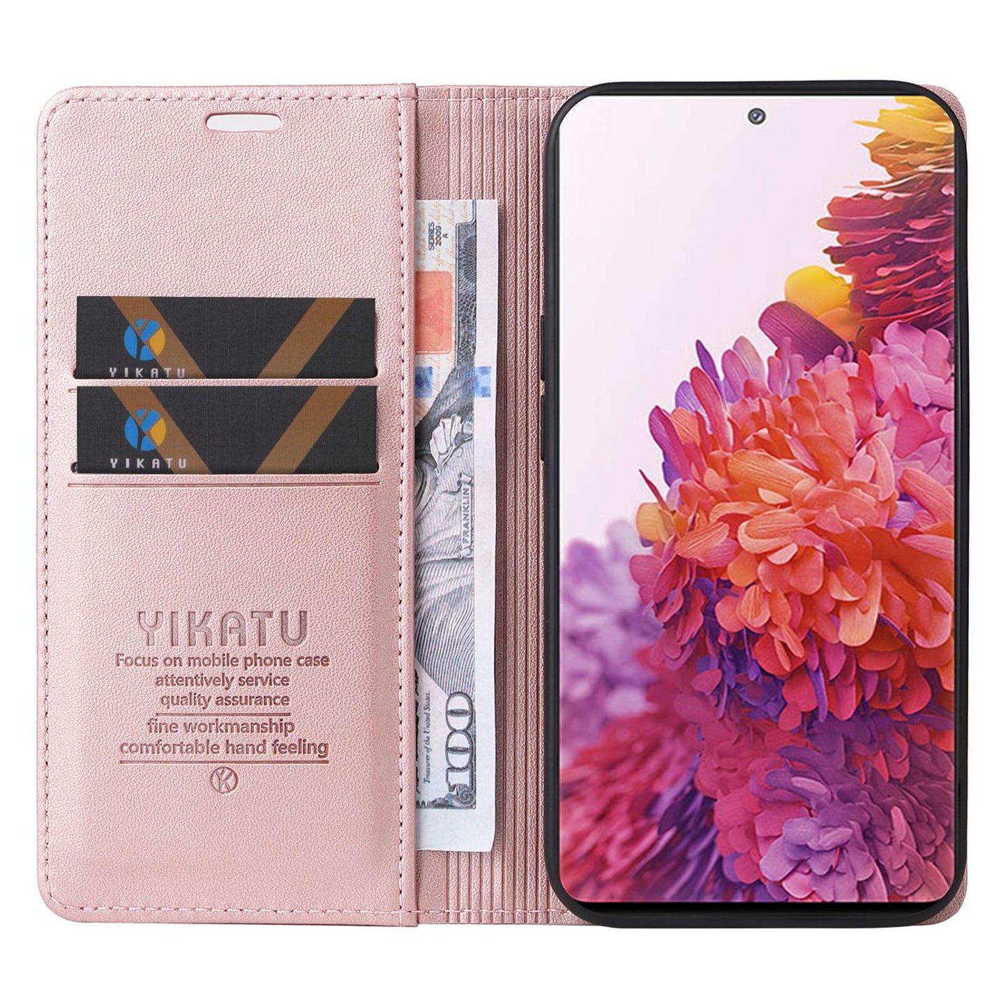 YIKATU YK- 001 for Samsung Galaxy S20 FE / S20 FE 5G / S20 FE 2022 / S20 Lite PU Leather Anti-scratch Case Phone Wallet Stand Cover - Rose Gold