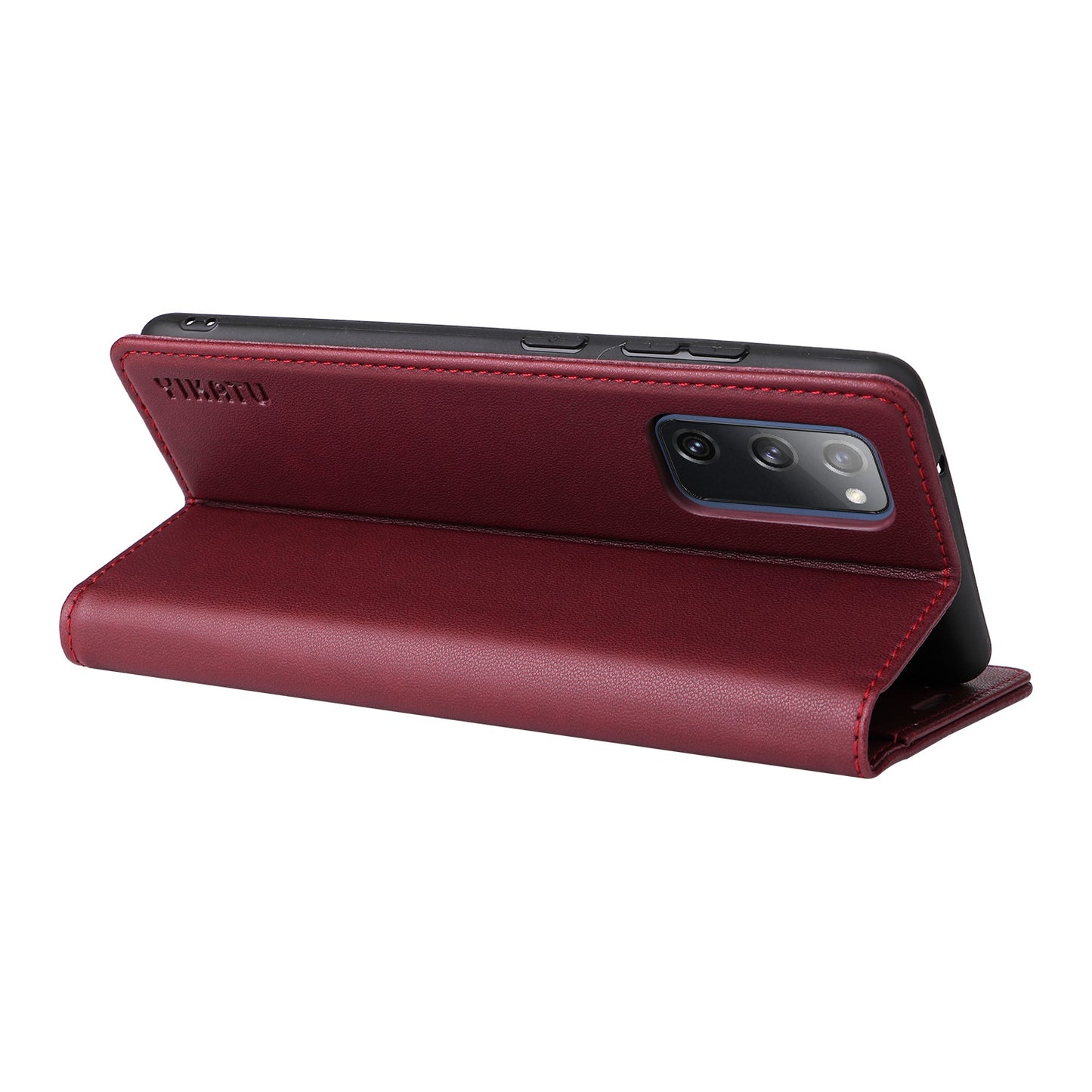 YIKATU YK- 001 for Samsung Galaxy S20 FE / S20 FE 5G / S20 FE 2022 / S20 Lite PU Leather Anti-scratch Case Phone Wallet Stand Cover - Wine Red