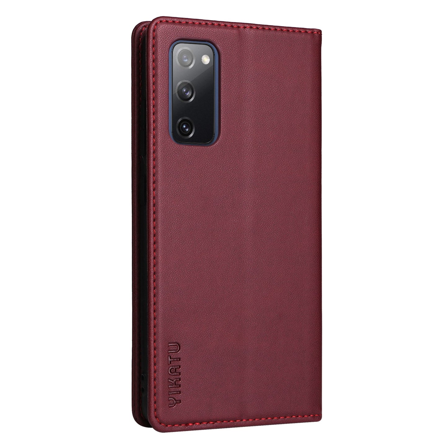 YIKATU YK- 001 for Samsung Galaxy S20 FE / S20 FE 5G / S20 FE 2022 / S20 Lite PU Leather Anti-scratch Case Phone Wallet Stand Cover - Wine Red