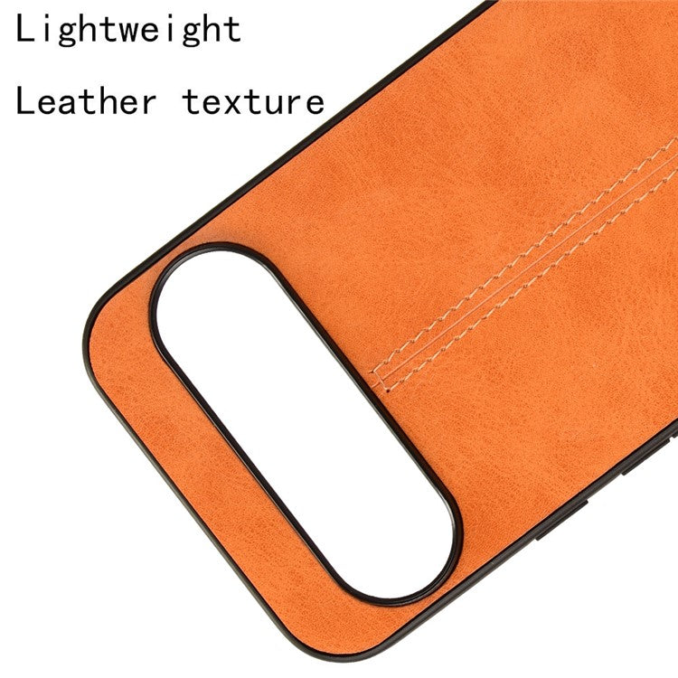 For Google Pixel 9 / Pixel 9 Pro Case Cowhide Texture Leather+TPU+PC Hybrid Phone Cover - Orange