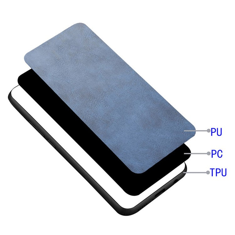 For Google Pixel 9 / Pixel 9 Pro Case Cowhide Texture Leather+TPU+PC Hybrid Phone Cover - Blue