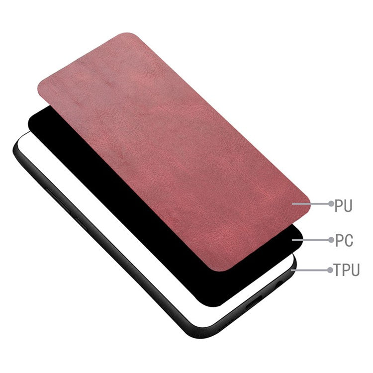 For Google Pixel 9 Pro XL Case Leather+TPU+PC Phone Cover Stitching Line - Red