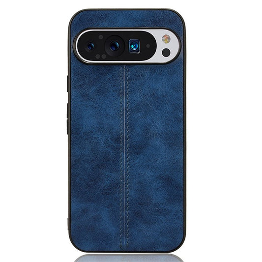 For Google Pixel 9 Pro XL Case Leather+TPU+PC Phone Cover Stitching Line - Blue