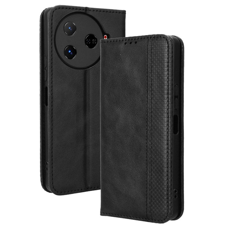 For TECNO Camon 30 Pro 5G / CL8 Case Stand Wallet Retro Leather Phone Cover - Black