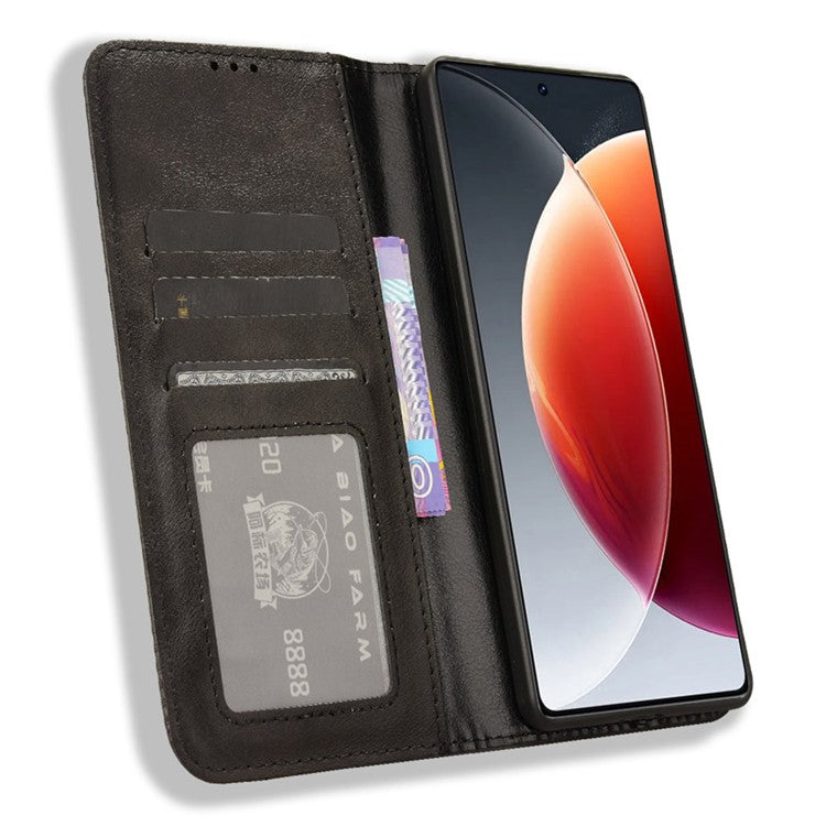 For TECNO Camon 30 Pro 5G / CL8 Case Stand Wallet Retro Leather Phone Cover - Black