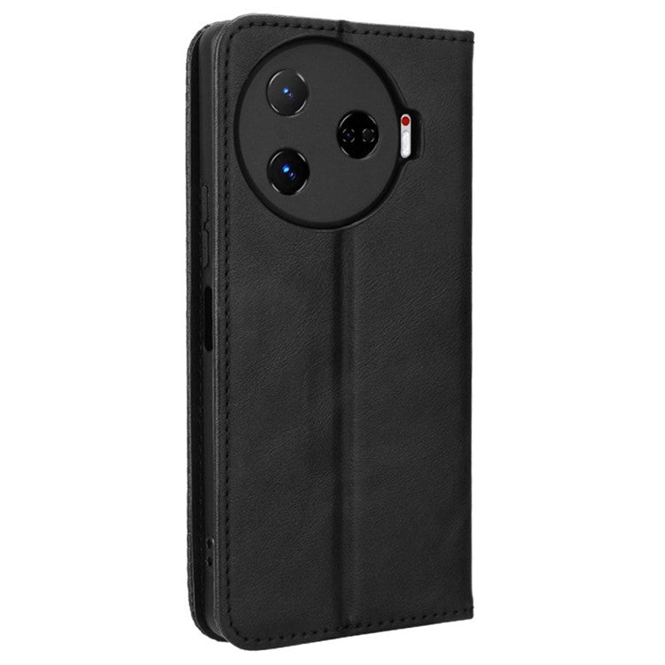 For TECNO Camon 30 Pro 5G / CL8 Case Stand Wallet Retro Leather Phone Cover - Black